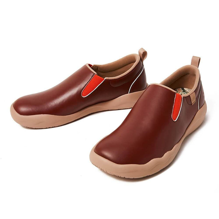 UIN Footwear Men Cuenca Burgundy Split Leather Men Canvas loafers