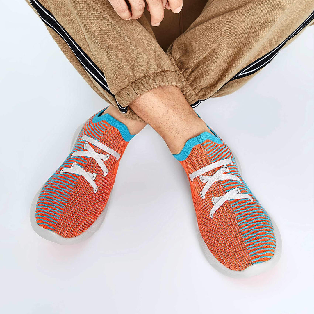 UIN Footwear Men Orange & Blue Mijas Men Canvas loafers