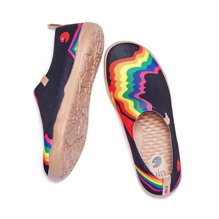 UIN Footwear Men Rainbow Love Black Men Canvas loafers