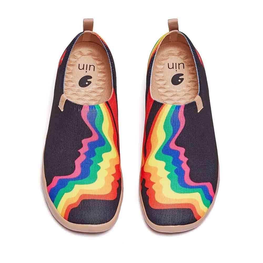 UIN Footwear Men Rainbow Love Black Men Canvas loafers