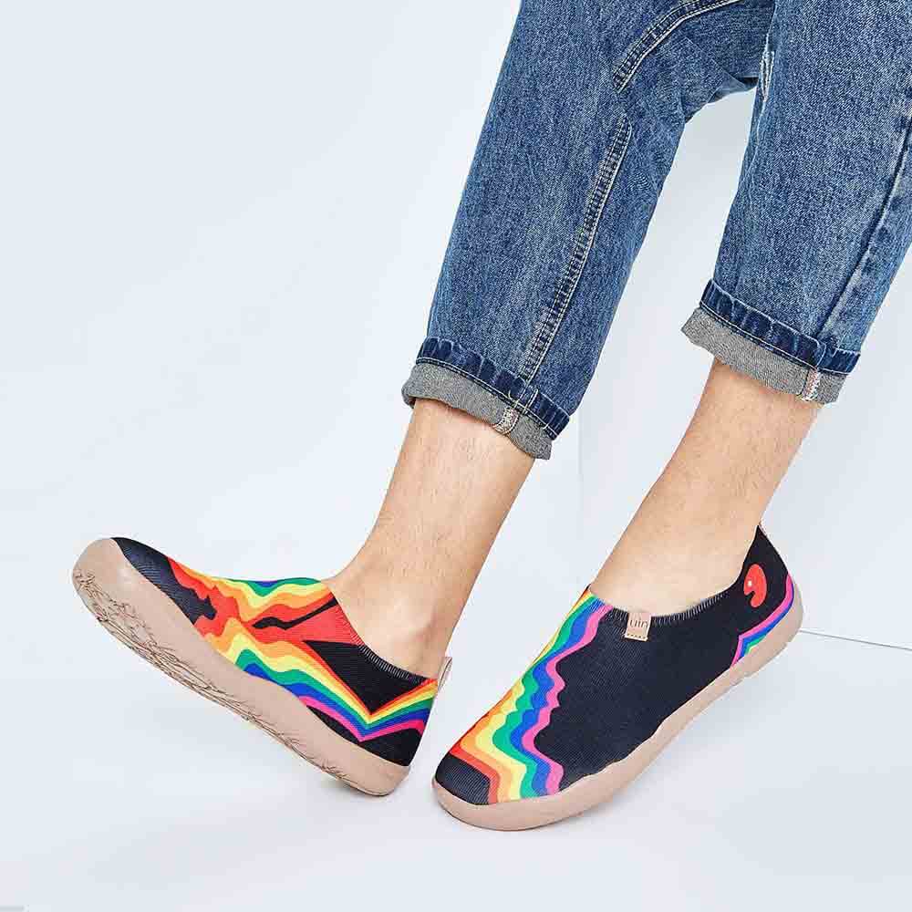 UIN Footwear Men Rainbow Love Black Men Canvas loafers