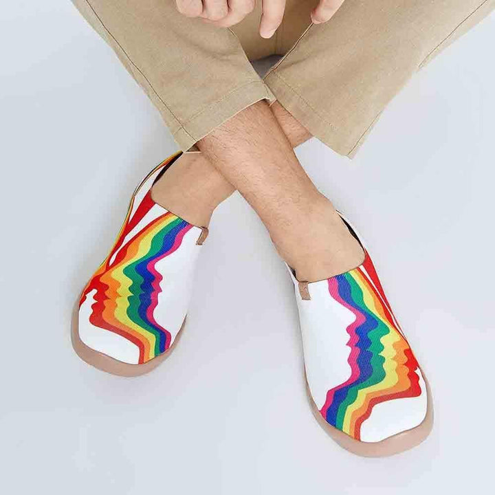 UIN Footwear Men Rainbow Love White Men Canvas loafers