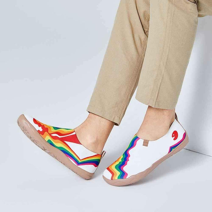 UIN Footwear Men Rainbow Love White Men Canvas loafers