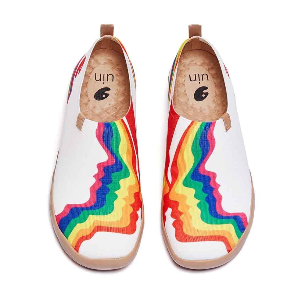 UIN Footwear Men Rainbow Love White Men Canvas loafers