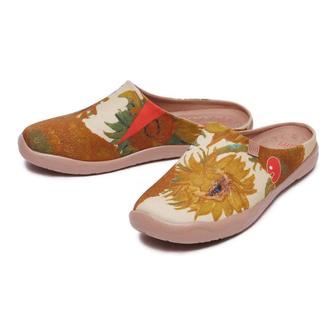 UIN Footwear Men Van Gogh Sunflowers Malaga Slipper Men Canvas loafers