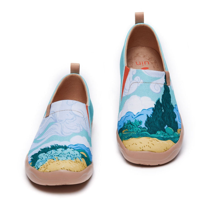 UIN Footwear Men Van Gogh Wheatfield with Cypresses Men Canvas loafers