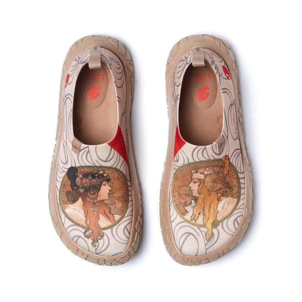 UIN Footwear Women Alphonse Mucha Brunette & Blonde Toledo IV Women Canvas loafers