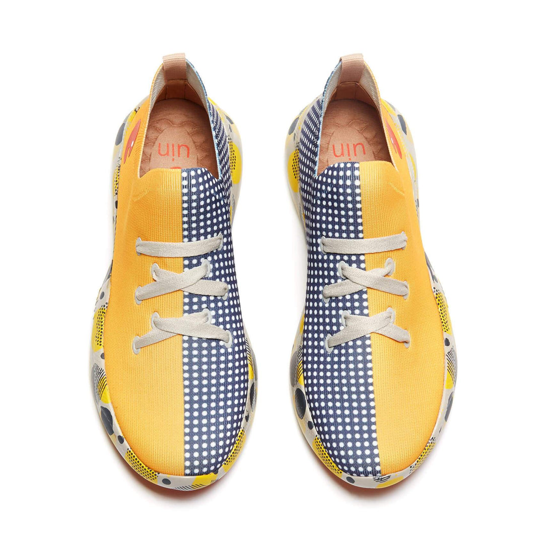 UIN Footwear Women Grey & Yellow Mijas Women Canvas loafers