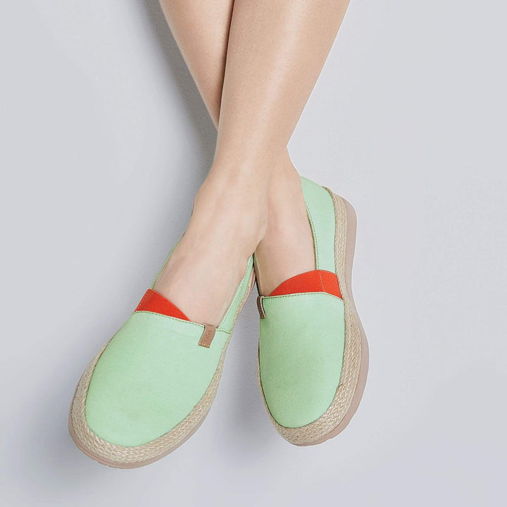 UIN Footwear Women Marbella Pastel Green Canvas loafers