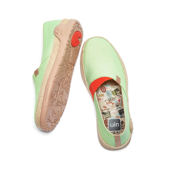 UIN Footwear Women Marbella Pastel Green Canvas loafers