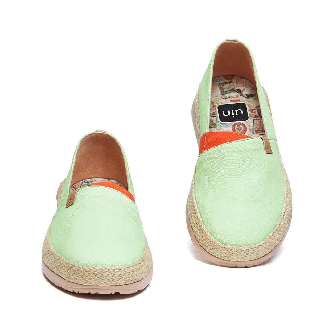 UIN Footwear Women Marbella Pastel Green Canvas loafers