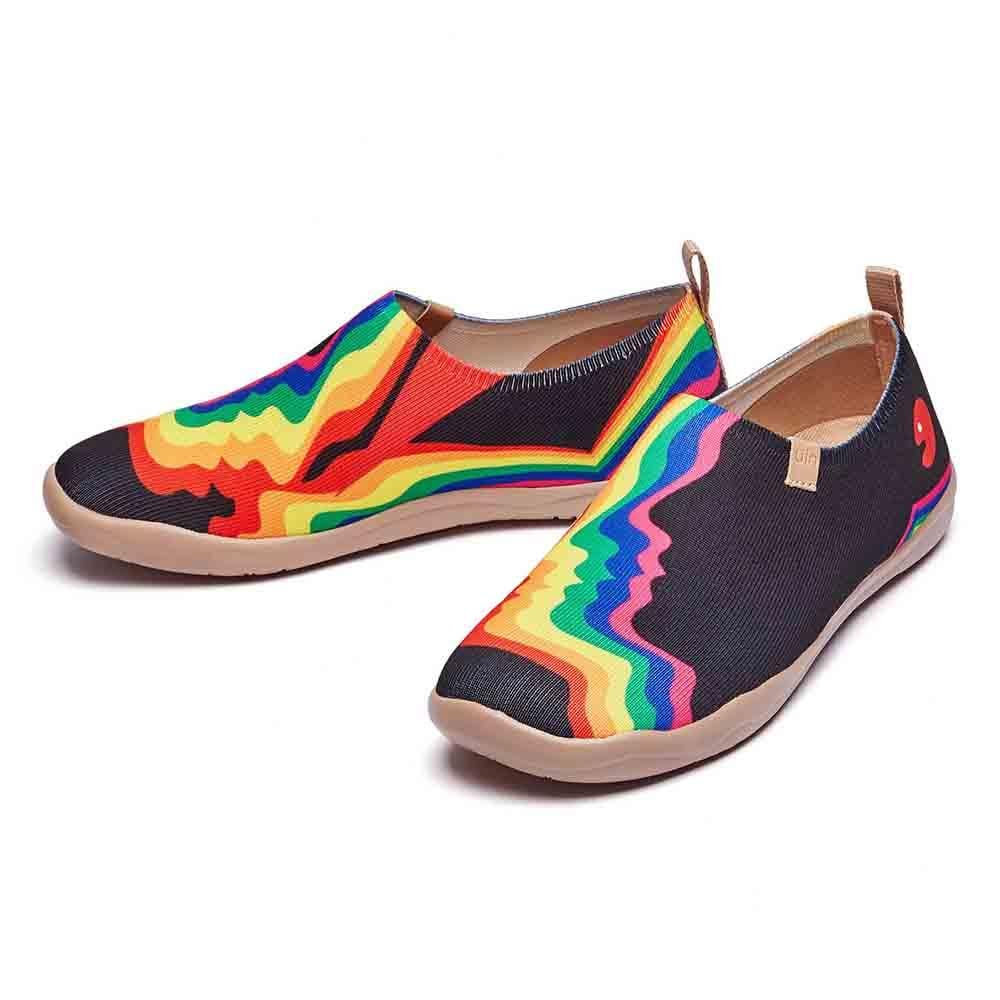 UIN Footwear Women Rainbow Love Black Women Canvas loafers