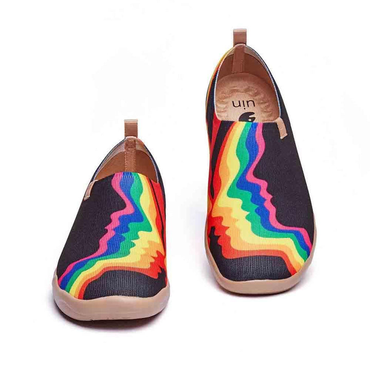 UIN Footwear Women Rainbow Love Black Women Canvas loafers