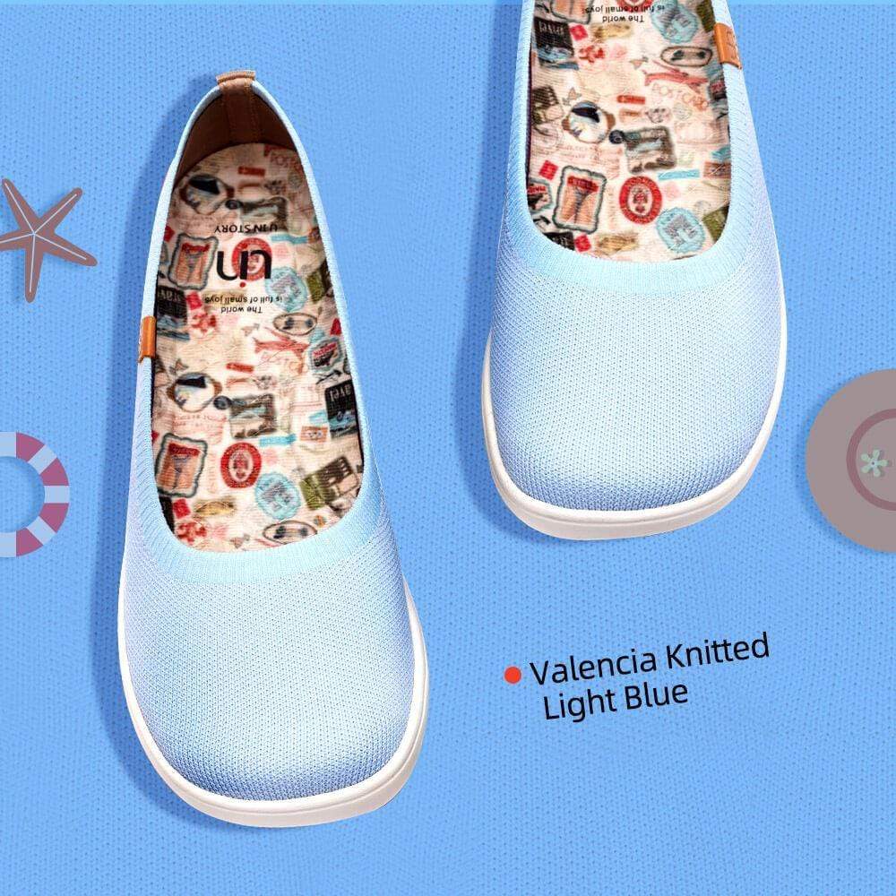 UIN Footwear Women Valencia Knitted Light Blue Canvas loafers