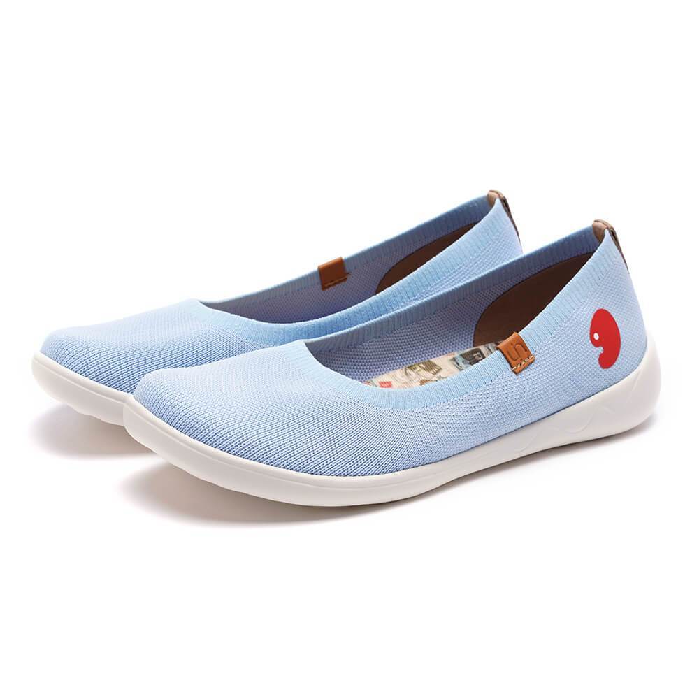 UIN Footwear Women Valencia Knitted Light Blue Canvas loafers