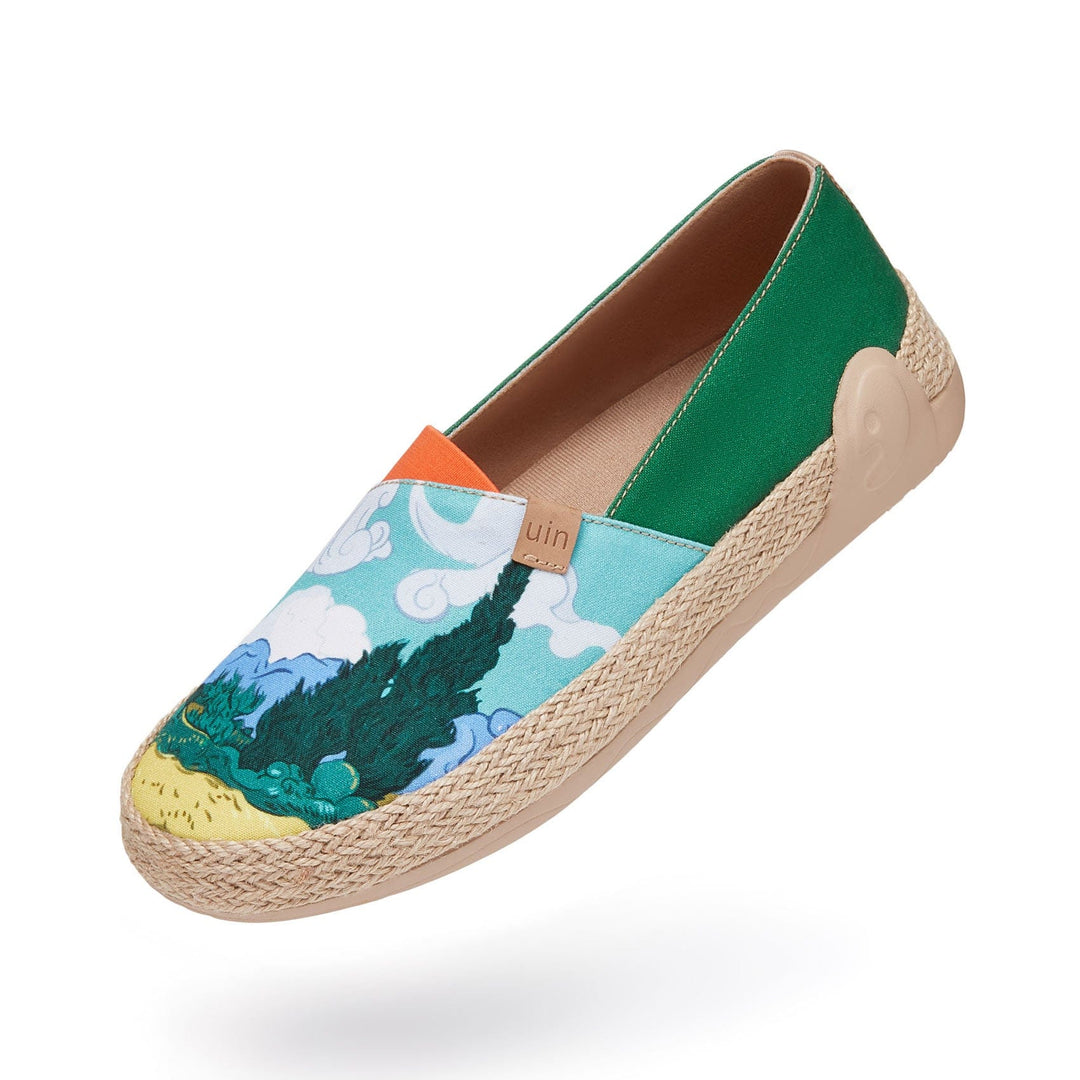 UIN Footwear Women Van Gogh Wheatfield with Cypresses Marbella I Women Canvas loafers