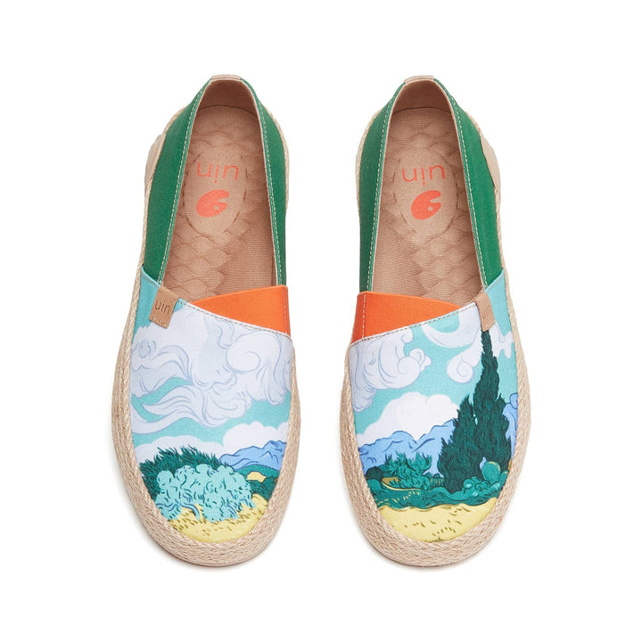 UIN Footwear Women Van Gogh Wheatfield with Cypresses Marbella I Women Canvas loafers