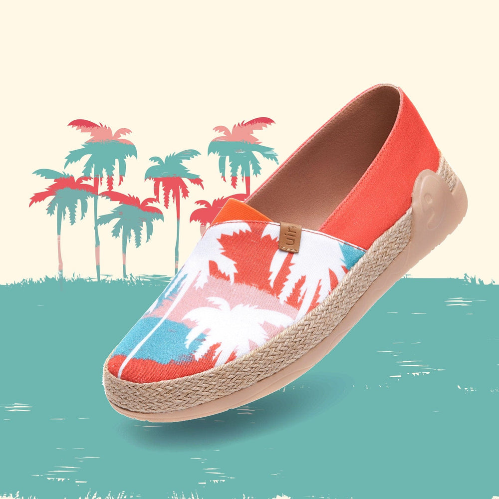 UIN Footwear Women Watercolor Palm Marbella I Women Canvas loafers